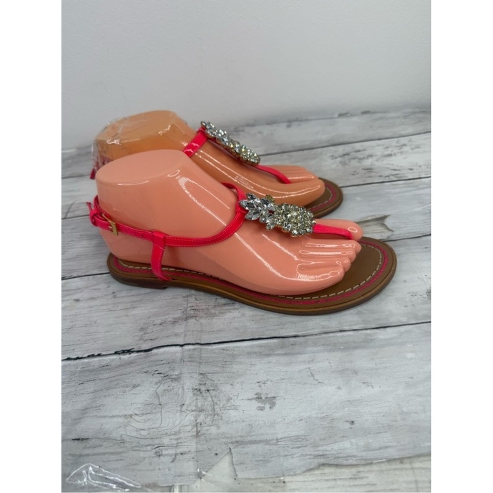 Kate Spade New York Neon Pink Patent Crystal Pineapple Sandals 7.5M Brazil